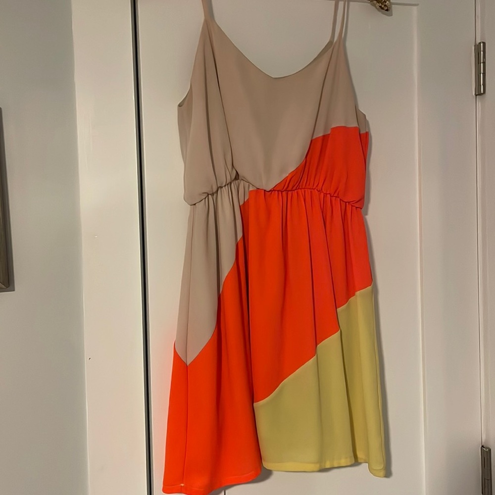 Boutique neon empire mini dress